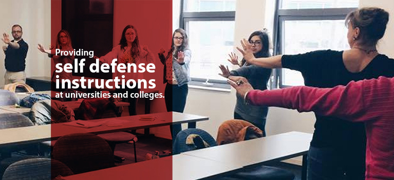 Providing self defense instructions at universities and colleges.